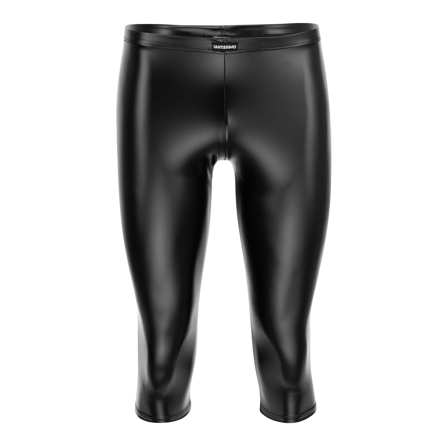 HERREN CAPRI KNICKERBOCKER LEGGINGS SCHWARZ MATT LEDER OPTIK