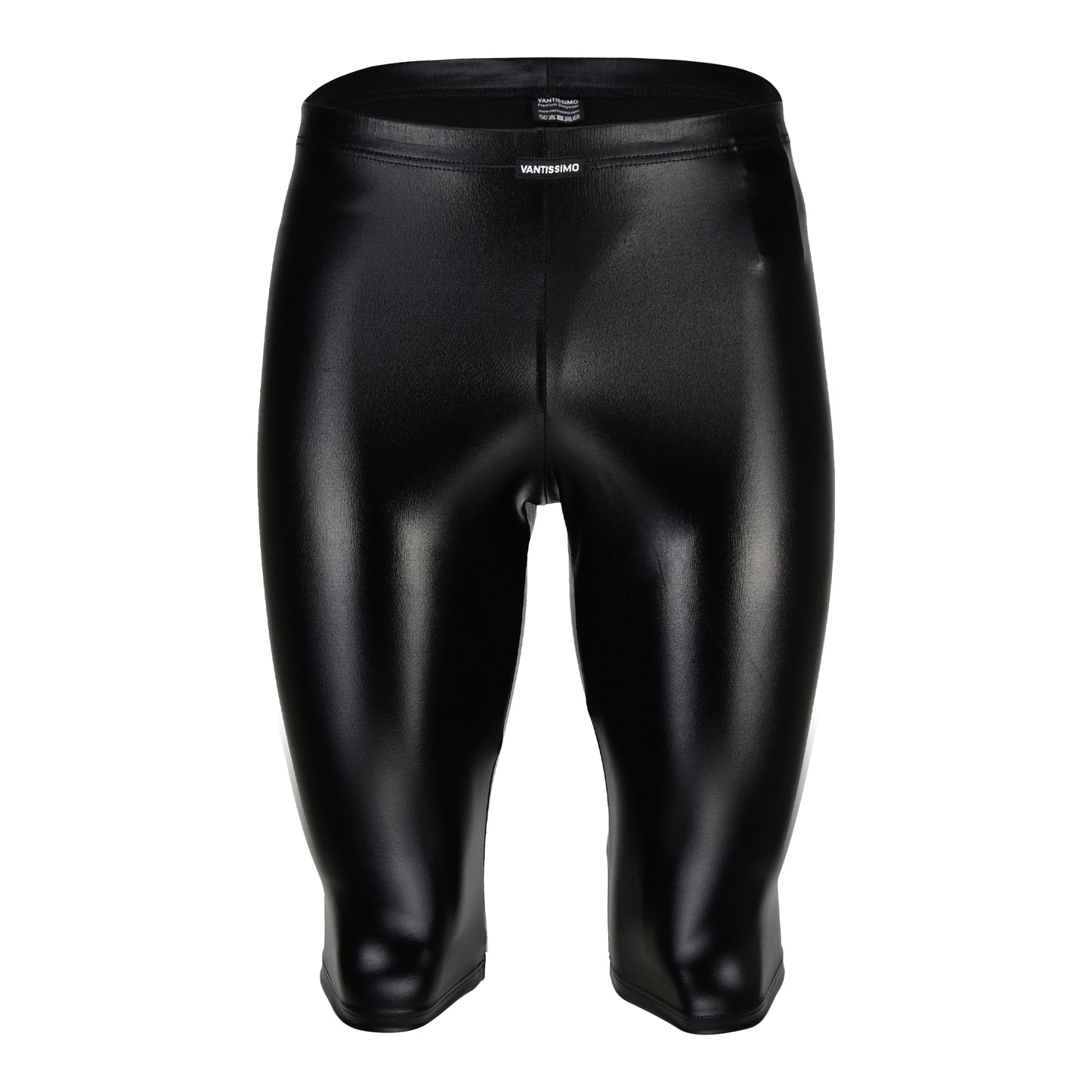 HERREN CAPRI KNICKERBOCKER LEGGINGS SCHWARZ WETLOOK GLÄNZEND LEDER OPTIK