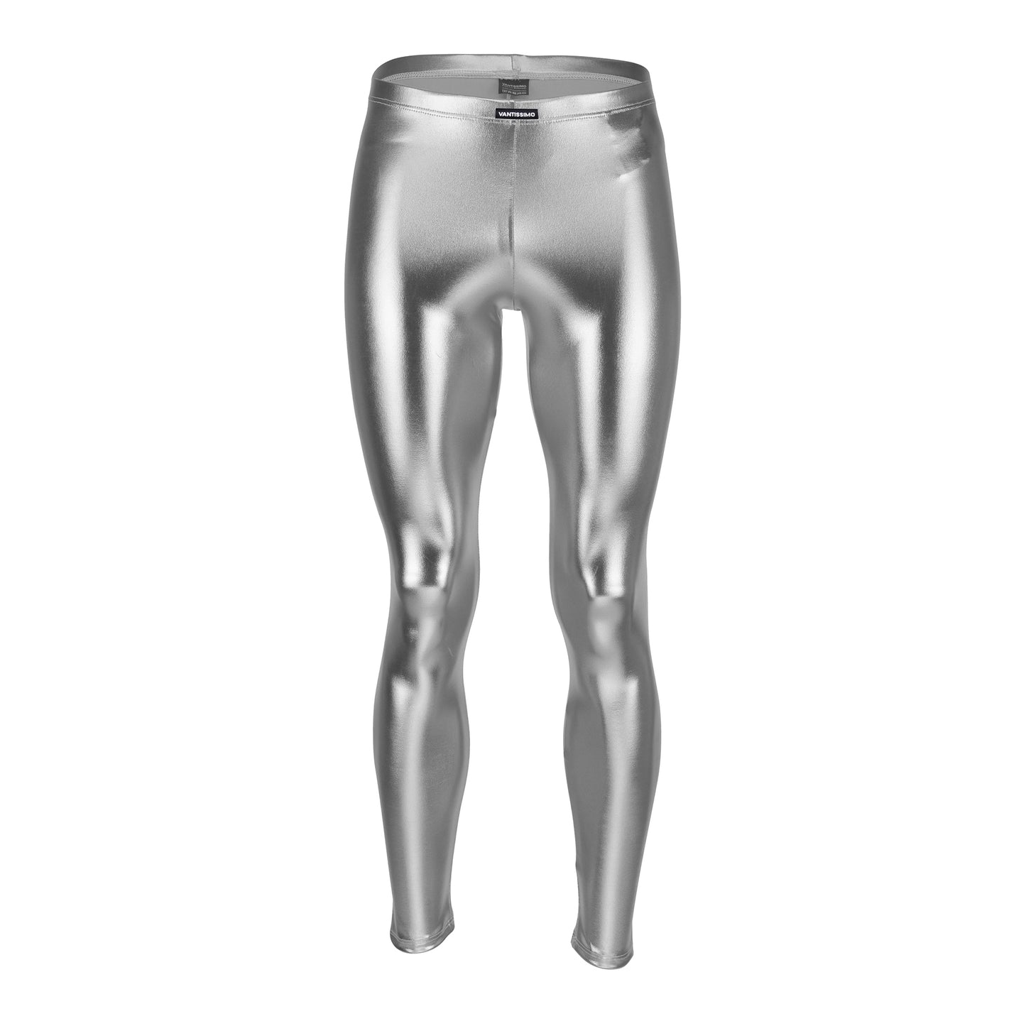 HERREN LEGGINGS SILBER METALLIC GLÄNZEND LEDER OPTIK MEGGINGS