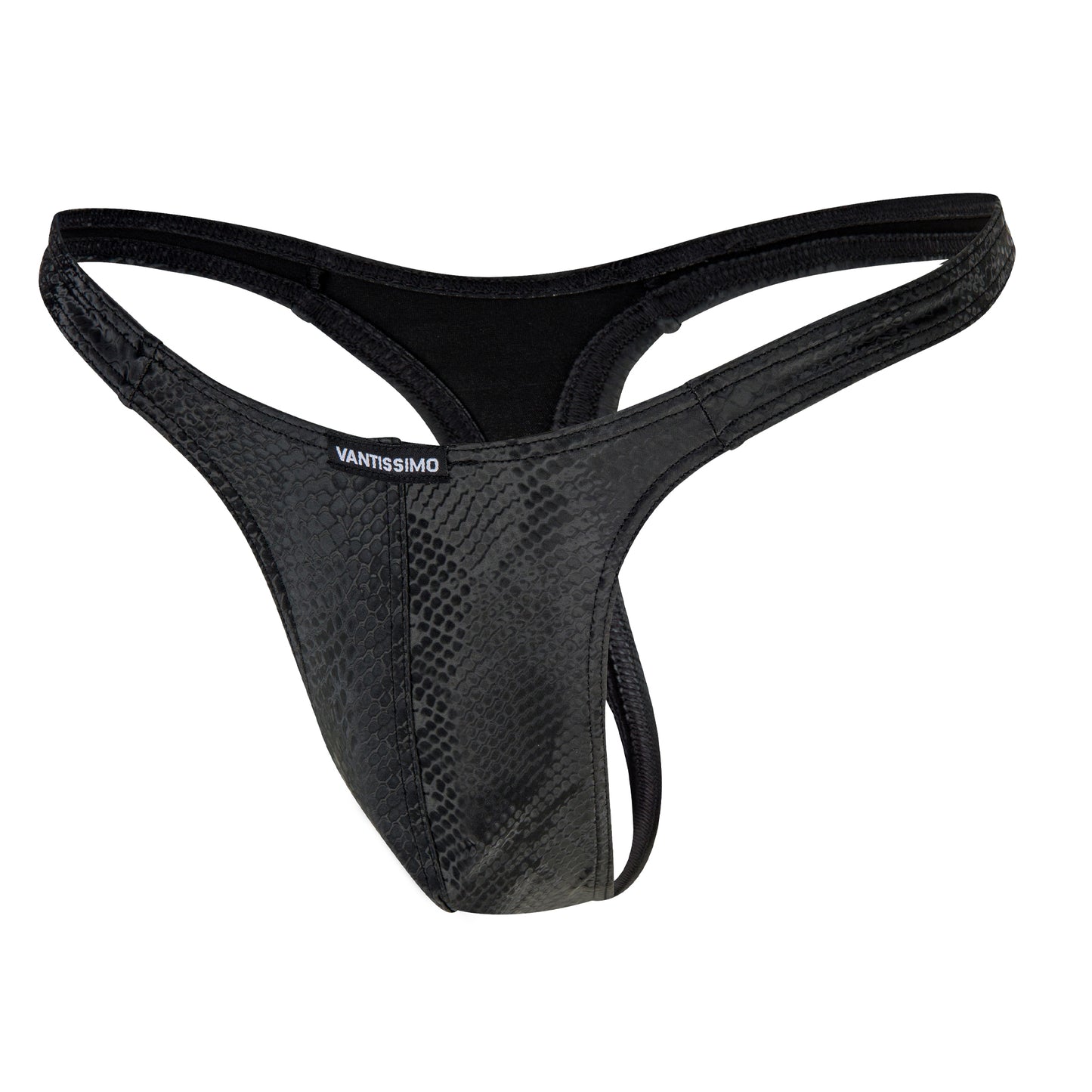 HERREN STRING SCHWARZ BLACK MAMBA SCHLANGEN LEDER OPTIK