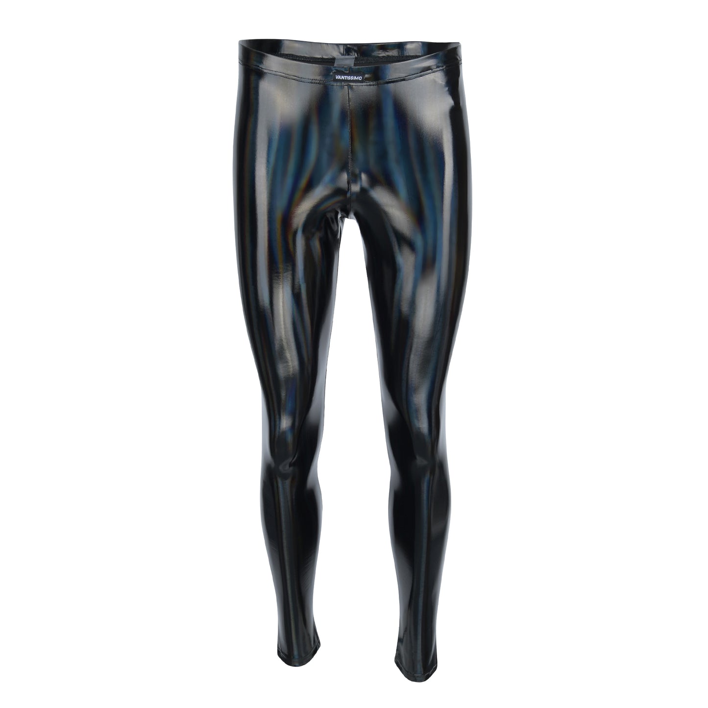 HERREN LEGGINGS SCHWARZ HOLO HOCHGLANZ LACK LATEX OPTIK MEGGINGS