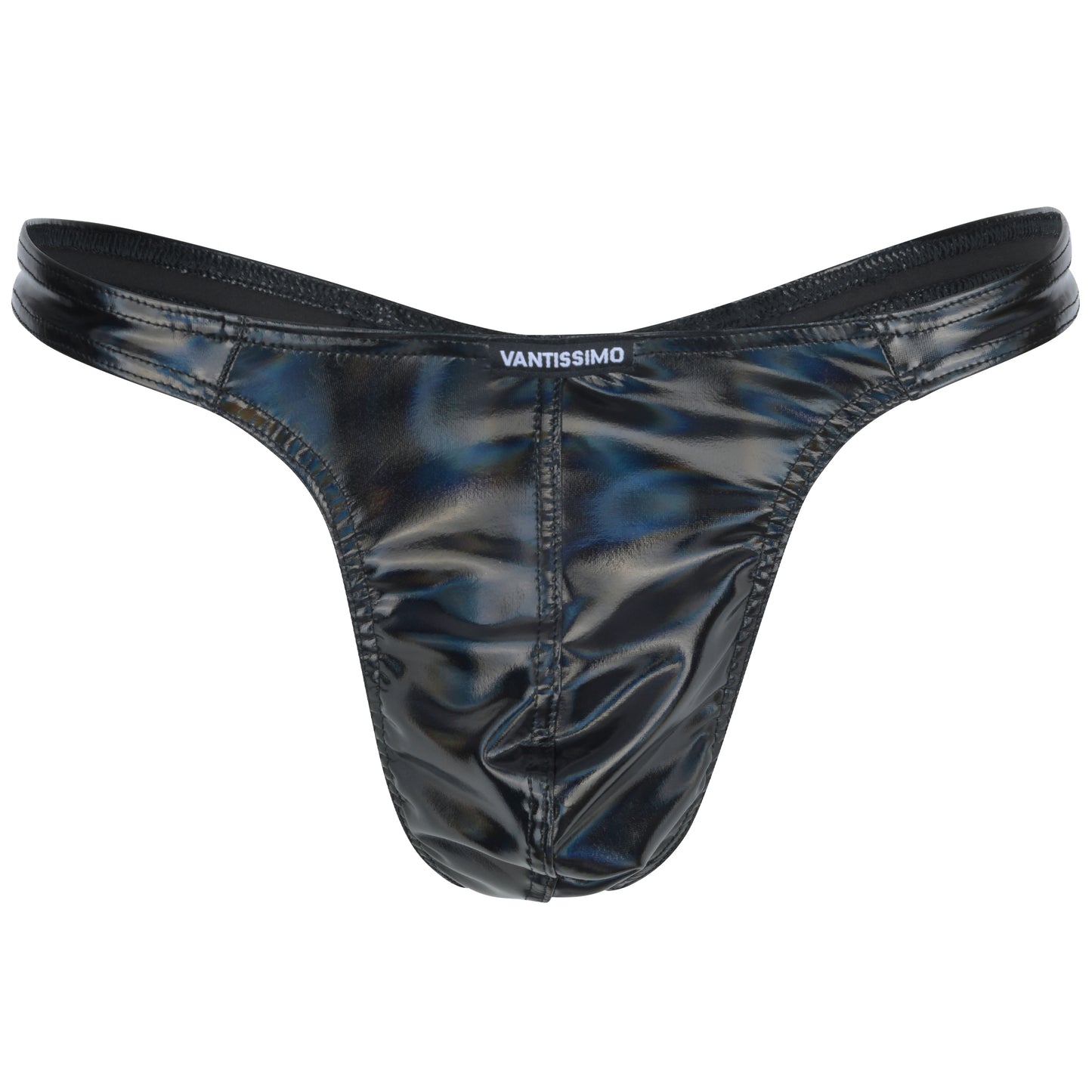 HERREN STRING TANGA SCHWARZ HOLO HOCHGLANZ LACK LATEX LEDER OPTIK