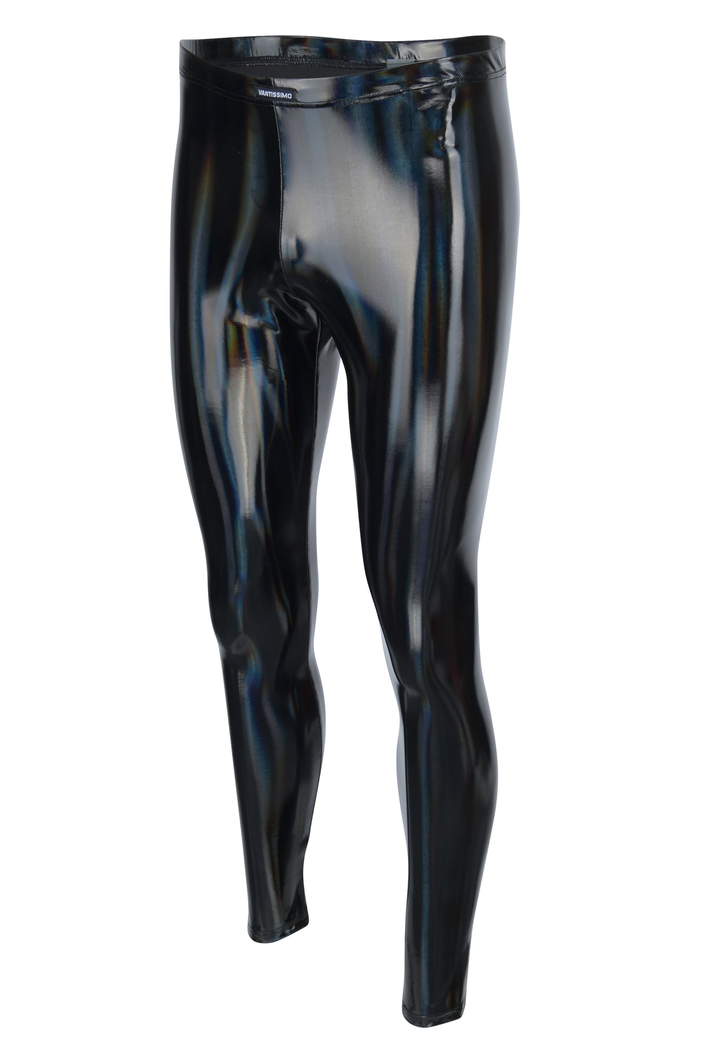 HERREN LEGGINGS SCHWARZ HOLO HOCHGLANZ LACK LATEX OPTIK MEGGINGS