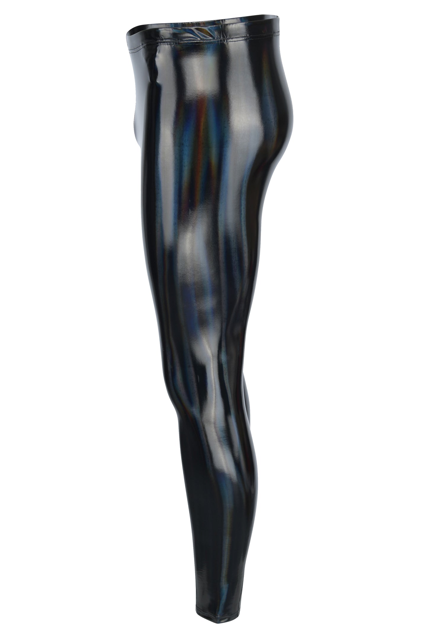 HERREN LEGGINGS SCHWARZ HOLO HOCHGLANZ LACK LATEX OPTIK MEGGINGS