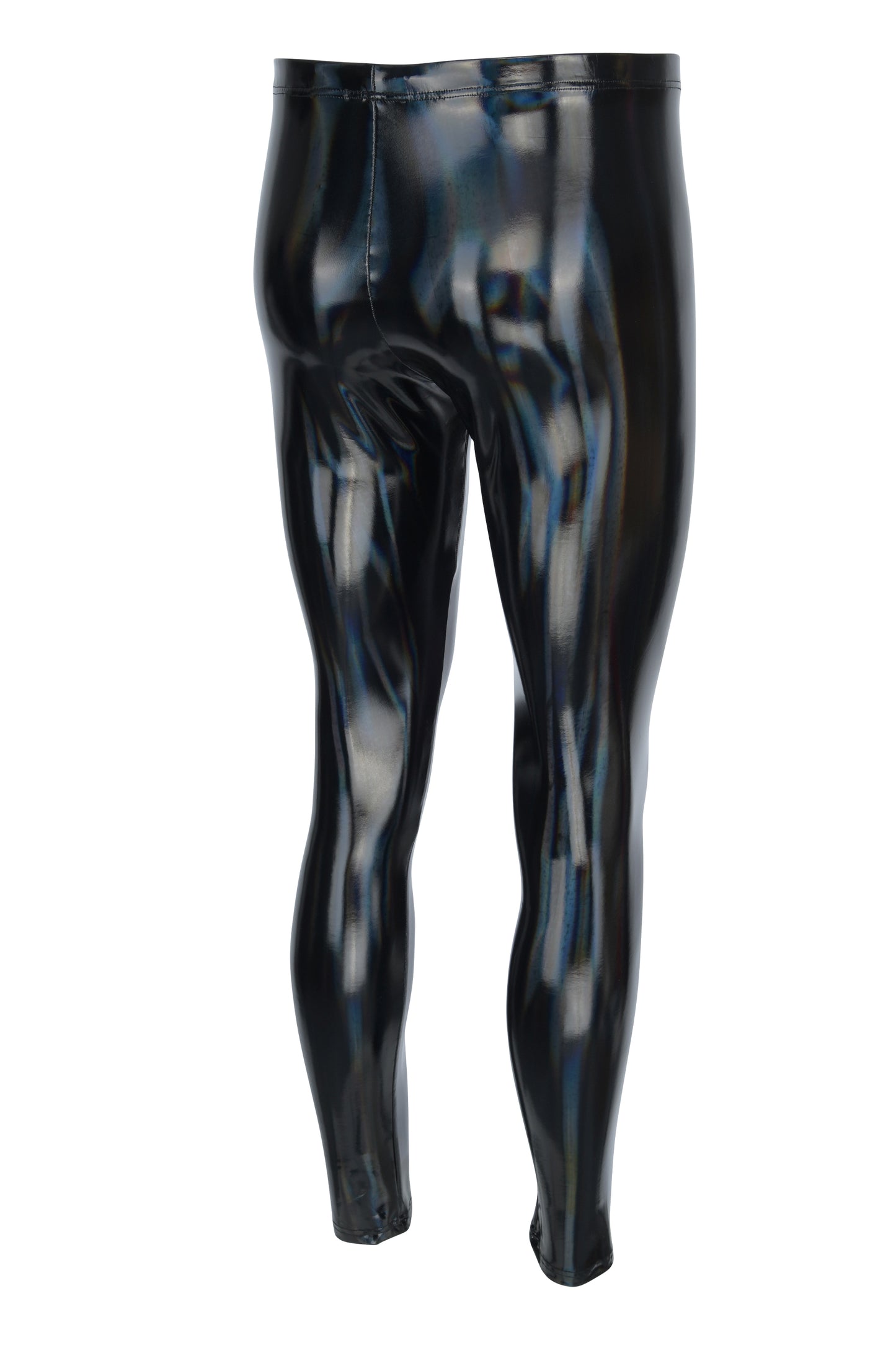 HERREN LEGGINGS SCHWARZ HOLO HOCHGLANZ LACK LATEX OPTIK MEGGINGS