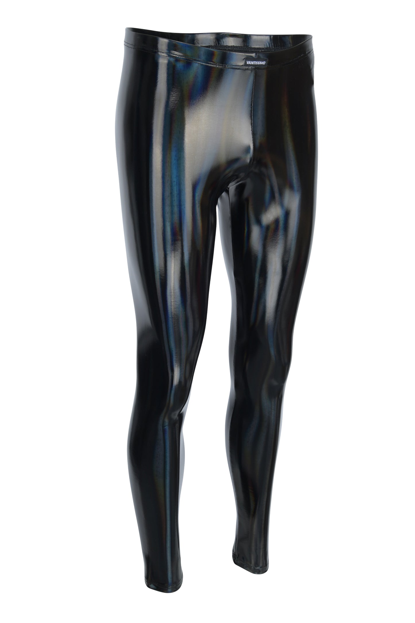 HERREN LEGGINGS SCHWARZ HOLO HOCHGLANZ LACK LATEX OPTIK MEGGINGS