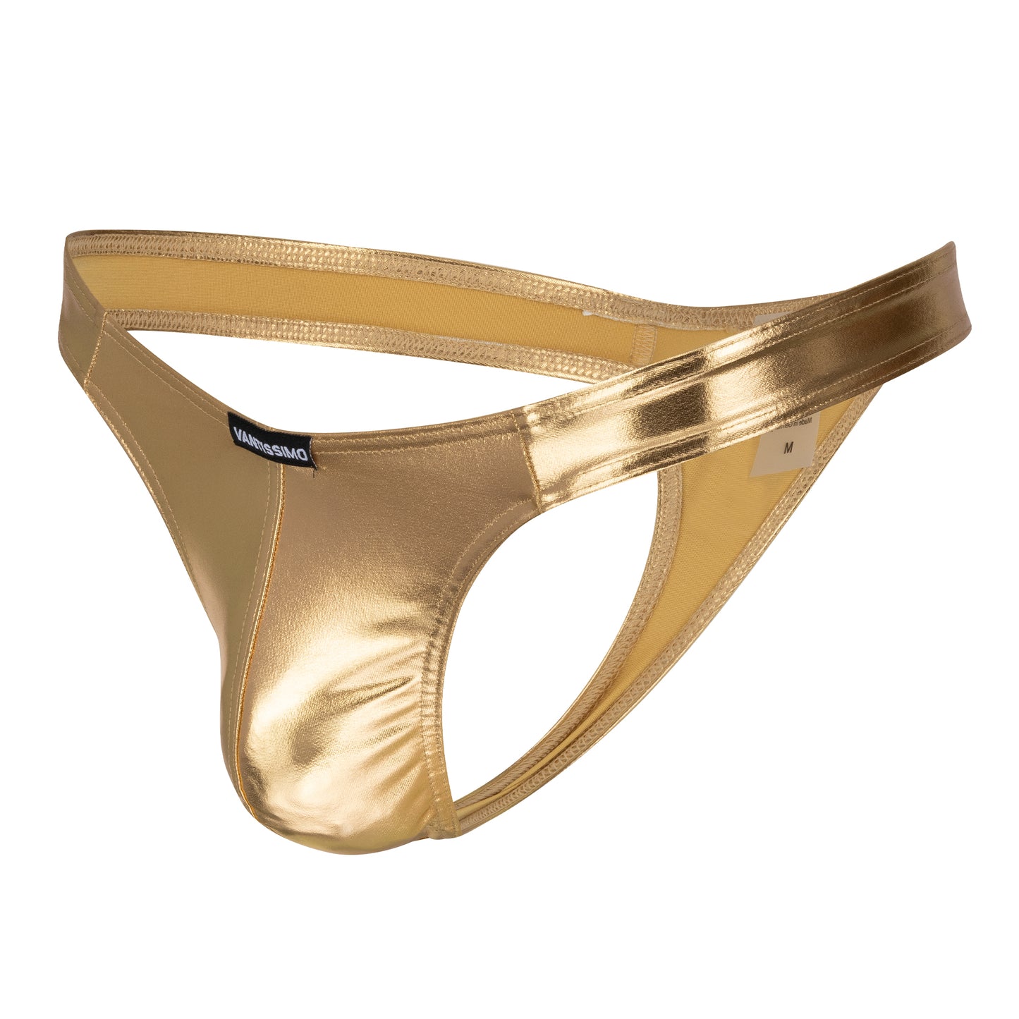 HERREN STRING GOLD METALLIC GLÄNZEND LEDER OPTIK