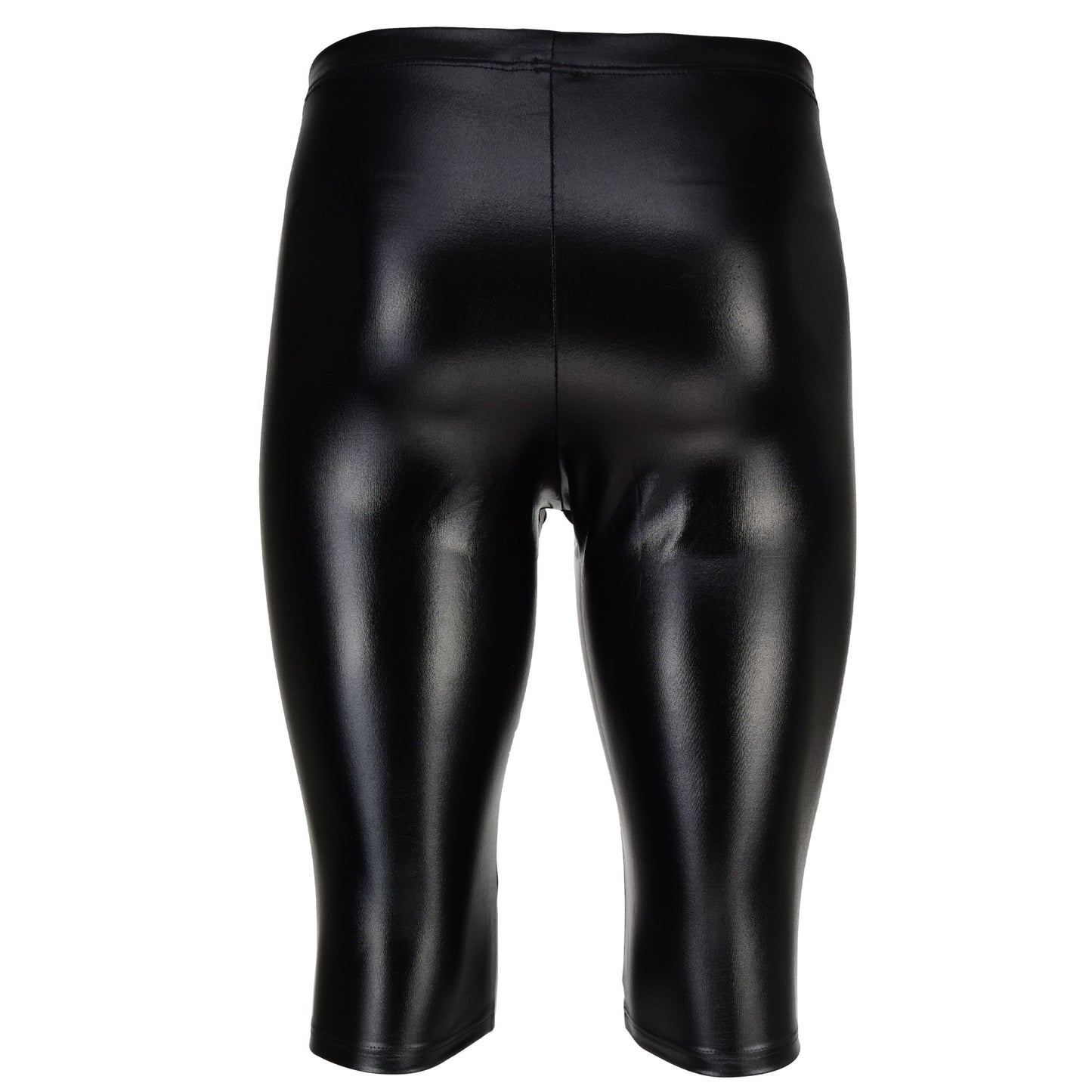 HERREN CAPRI KNICKERBOCKER LEGGINGS SCHWARZ WETLOOK GLÄNZEND LEDER OPTIK