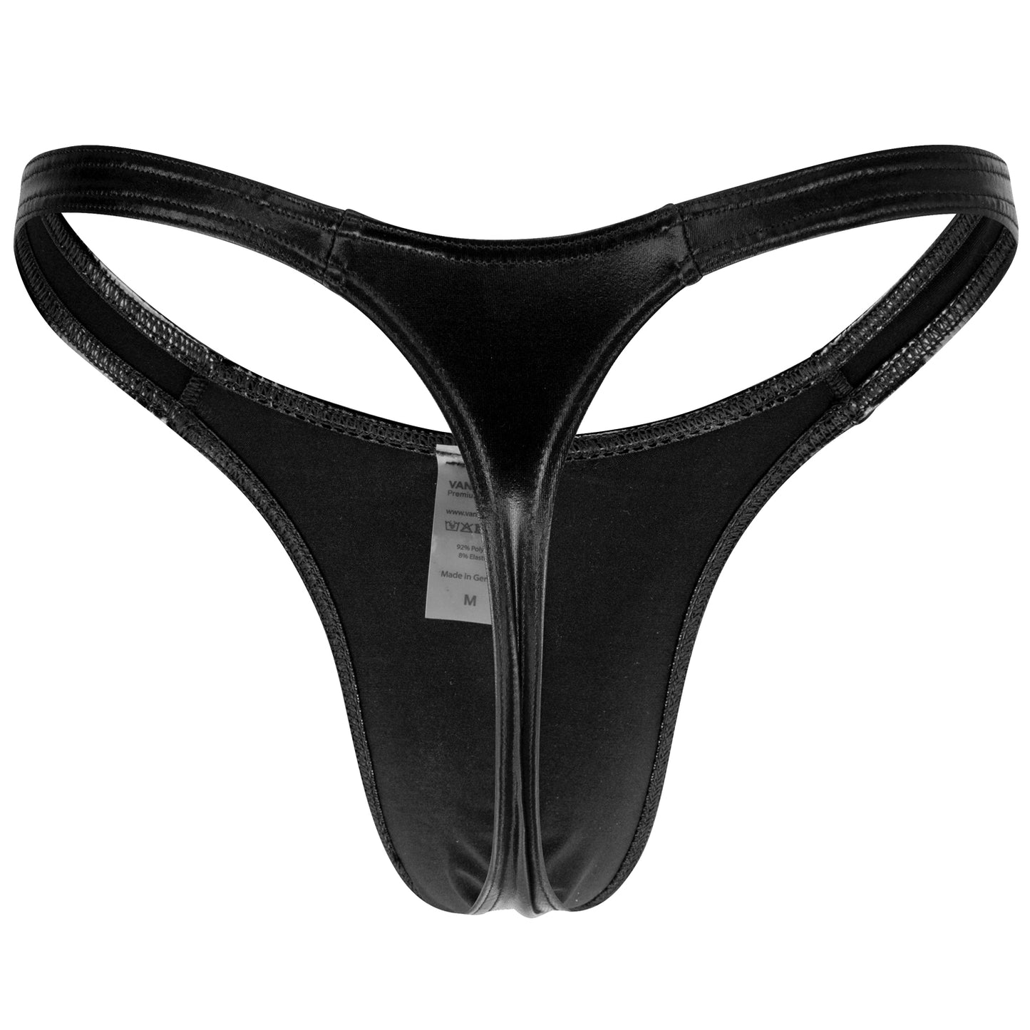 HERREN STRING SCHWARZ WETLOOK GLÄNZEND LEDER OPTIK