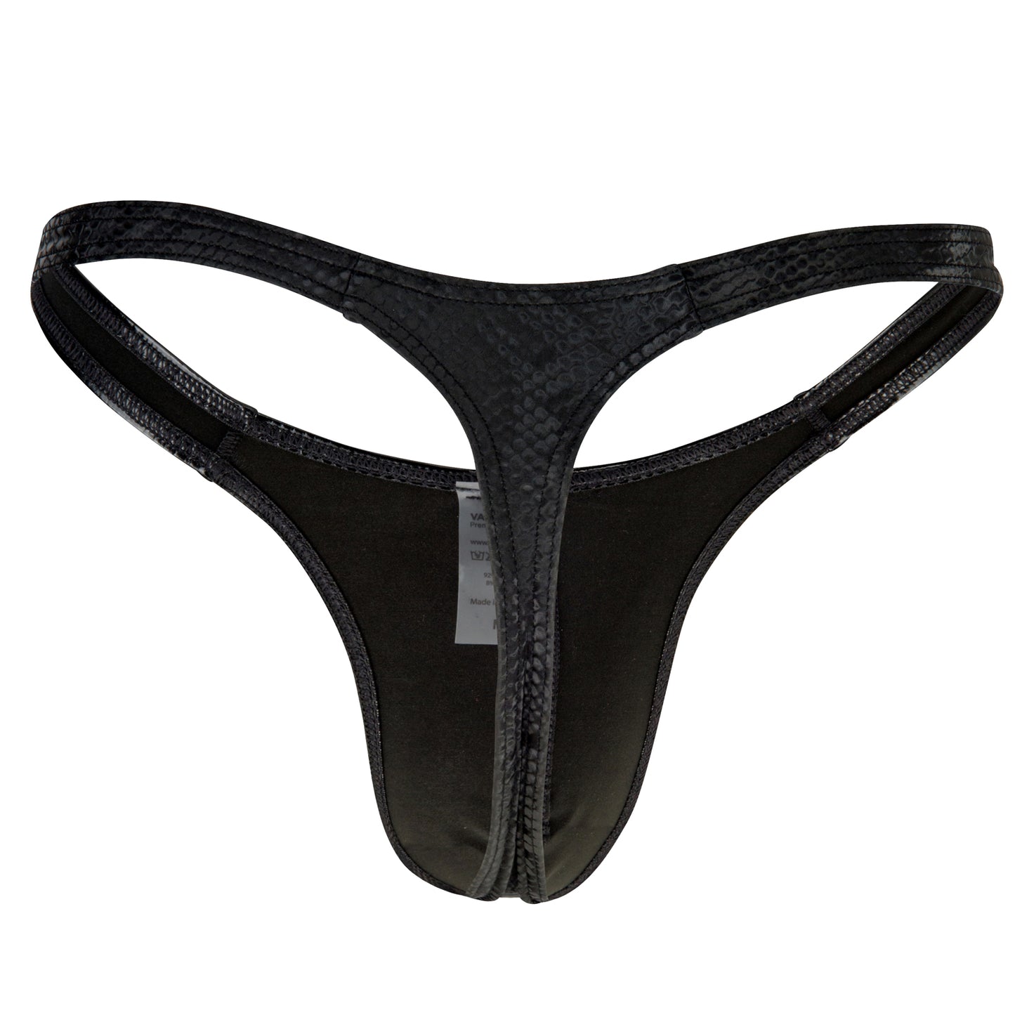 HERREN STRING SCHWARZ BLACK MAMBA SCHLANGEN LEDER OPTIK