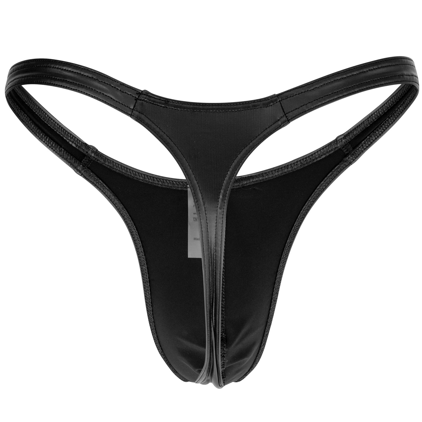 HERREN STRING SCHWARZ MATT LEDER OPTIK