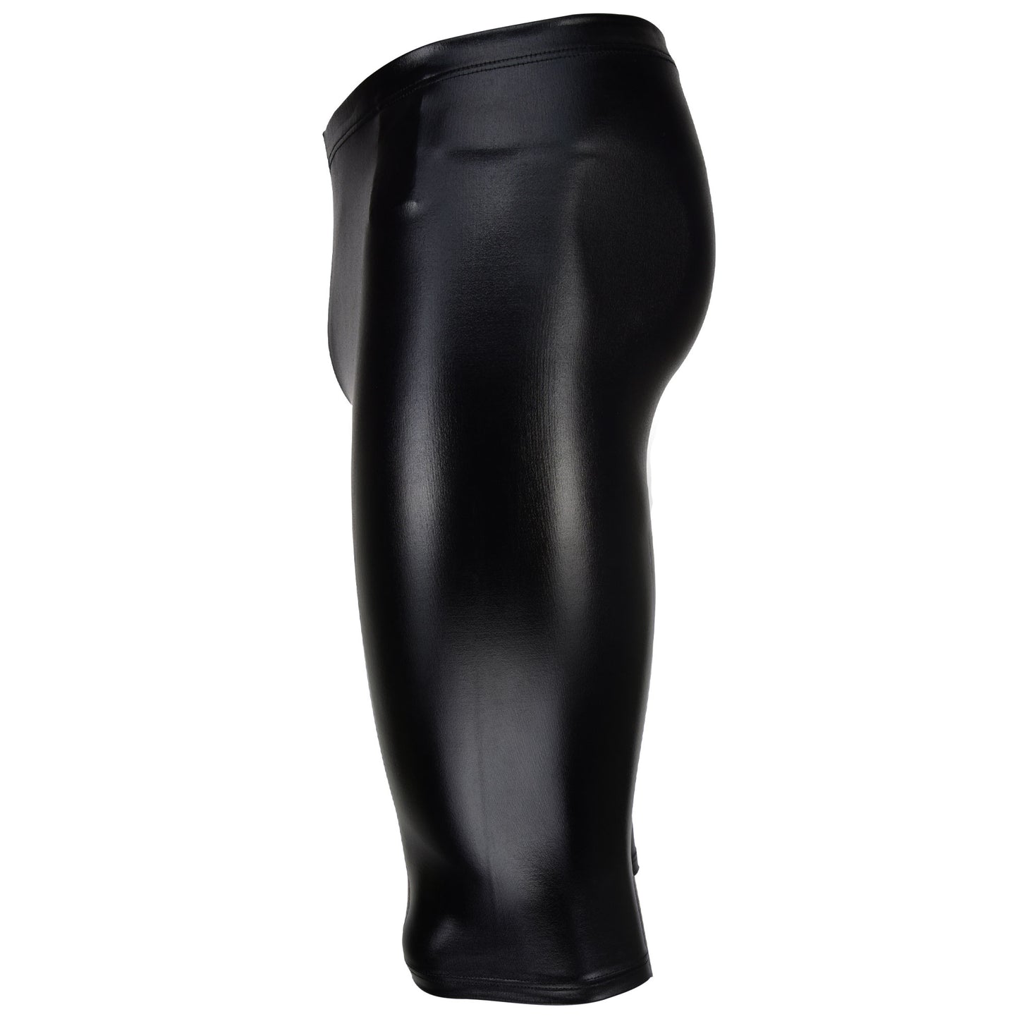 HERREN CAPRI KNICKERBOCKER LEGGINGS SCHWARZ WETLOOK GLÄNZEND LEDER OPTIK