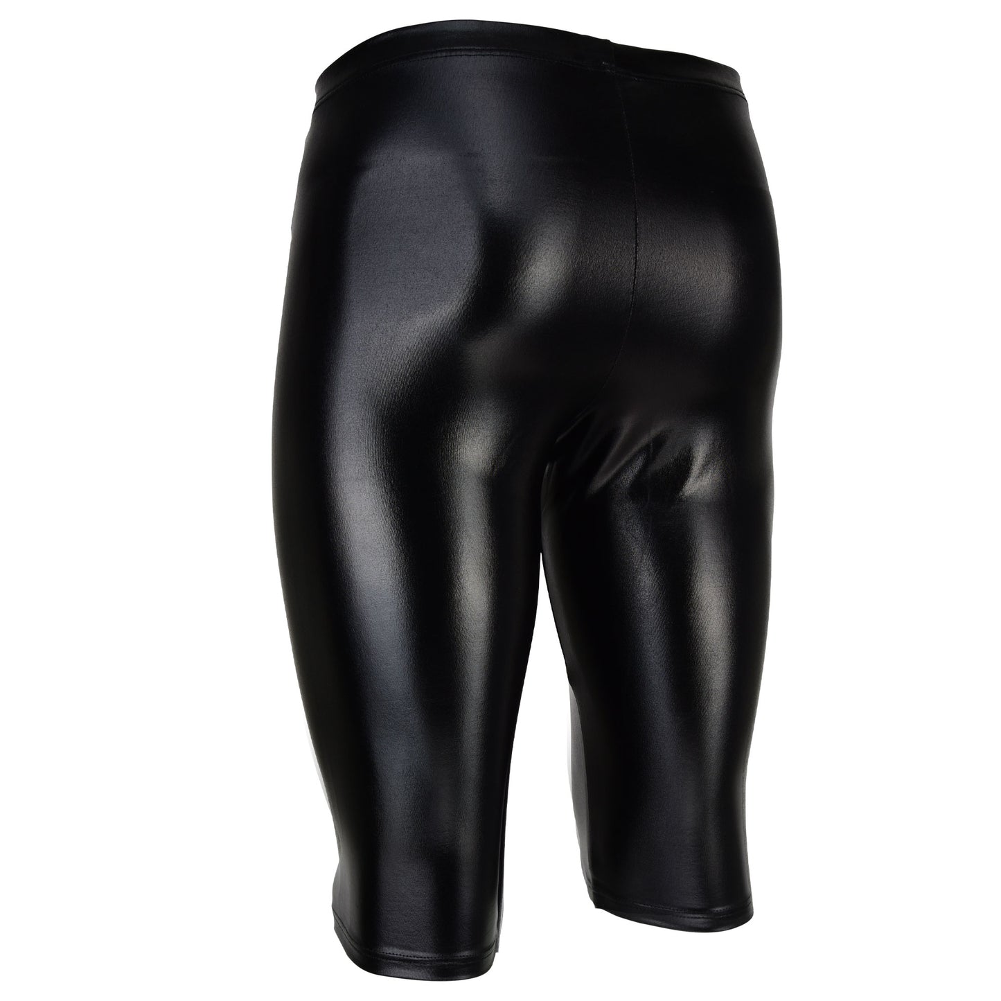HERREN CAPRI KNICKERBOCKER LEGGINGS SCHWARZ WETLOOK GLÄNZEND LEDER OPTIK