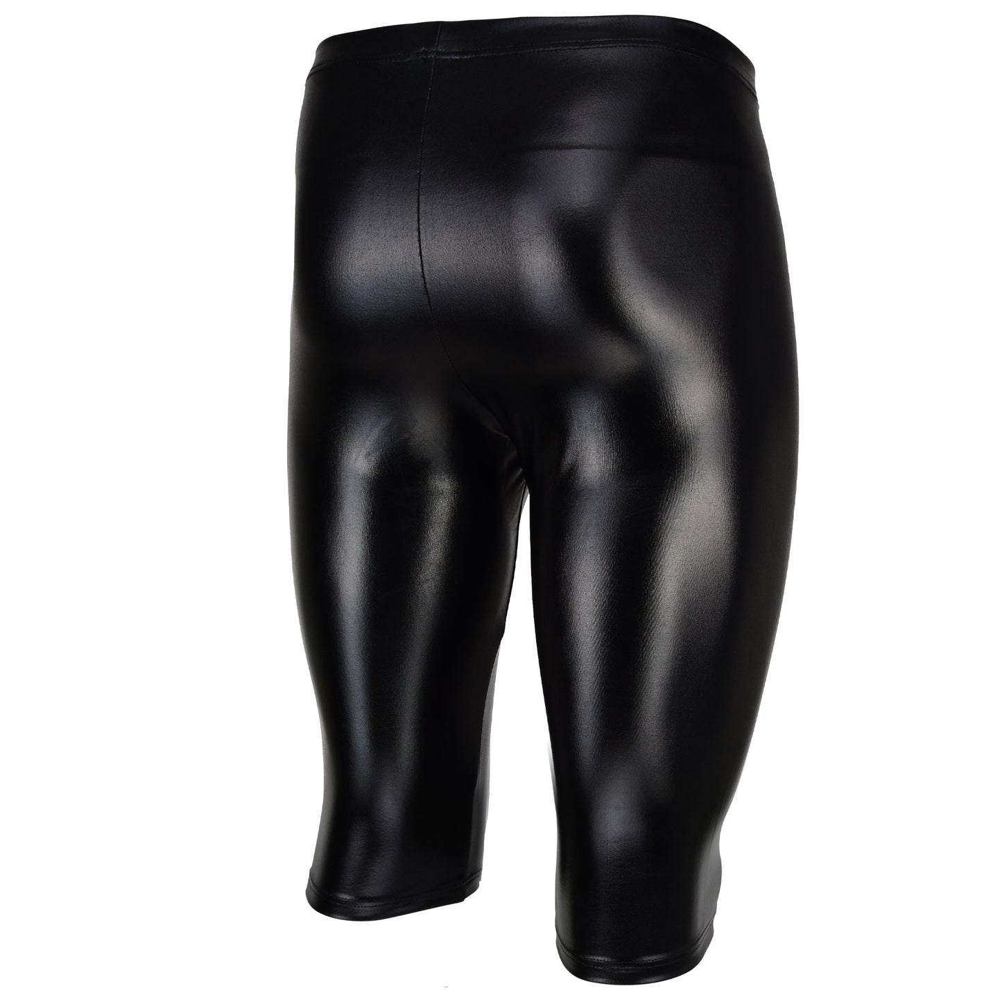 HERREN CAPRI KNICKERBOCKER LEGGINGS SCHWARZ WETLOOK GLÄNZEND LEDER OPTIK