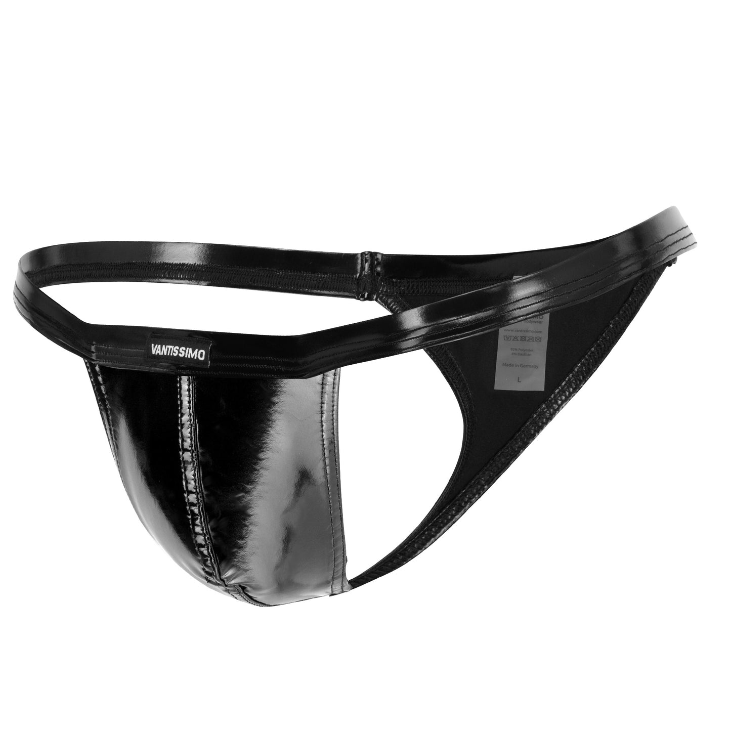 HERREN G-STRING SCHWARZ HOCHGLANZ LACK LATEX LEDER OPTIK