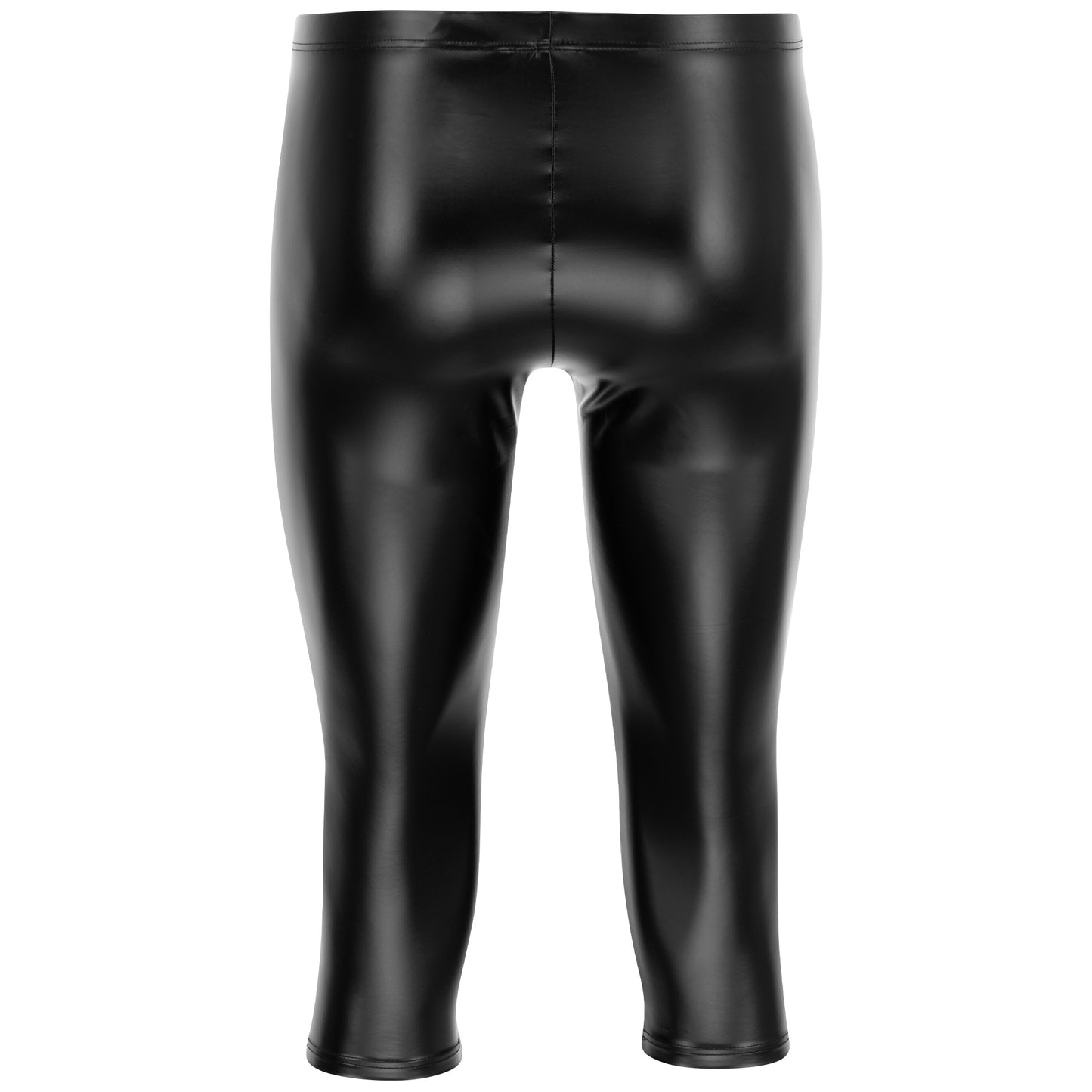 HERREN CAPRI KNICKERBOCKER LEGGINGS SCHWARZ MATT LEDER OPTIK