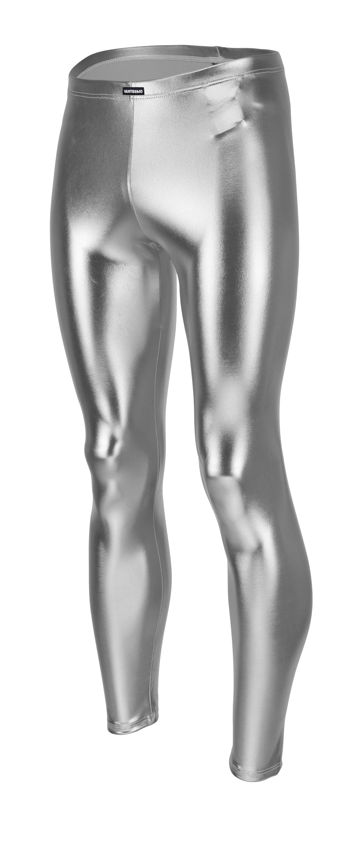 HERREN LEGGINGS SILBER METALLIC GLÄNZEND LEDER OPTIK MEGGINGS