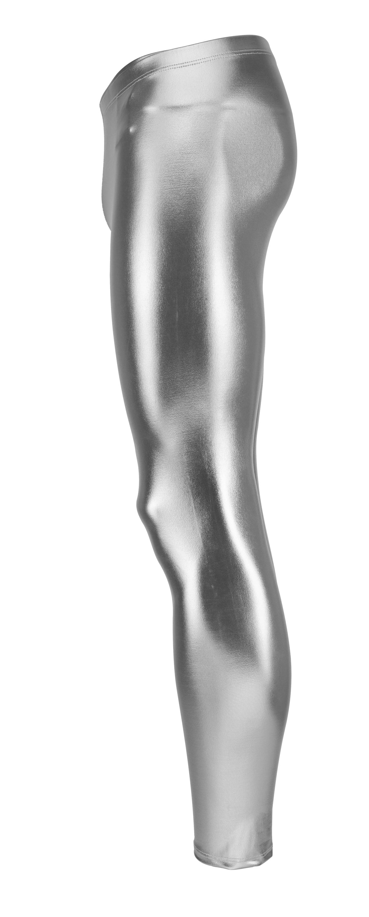 HERREN LEGGINGS SILBER METALLIC GLÄNZEND LEDER OPTIK MEGGINGS