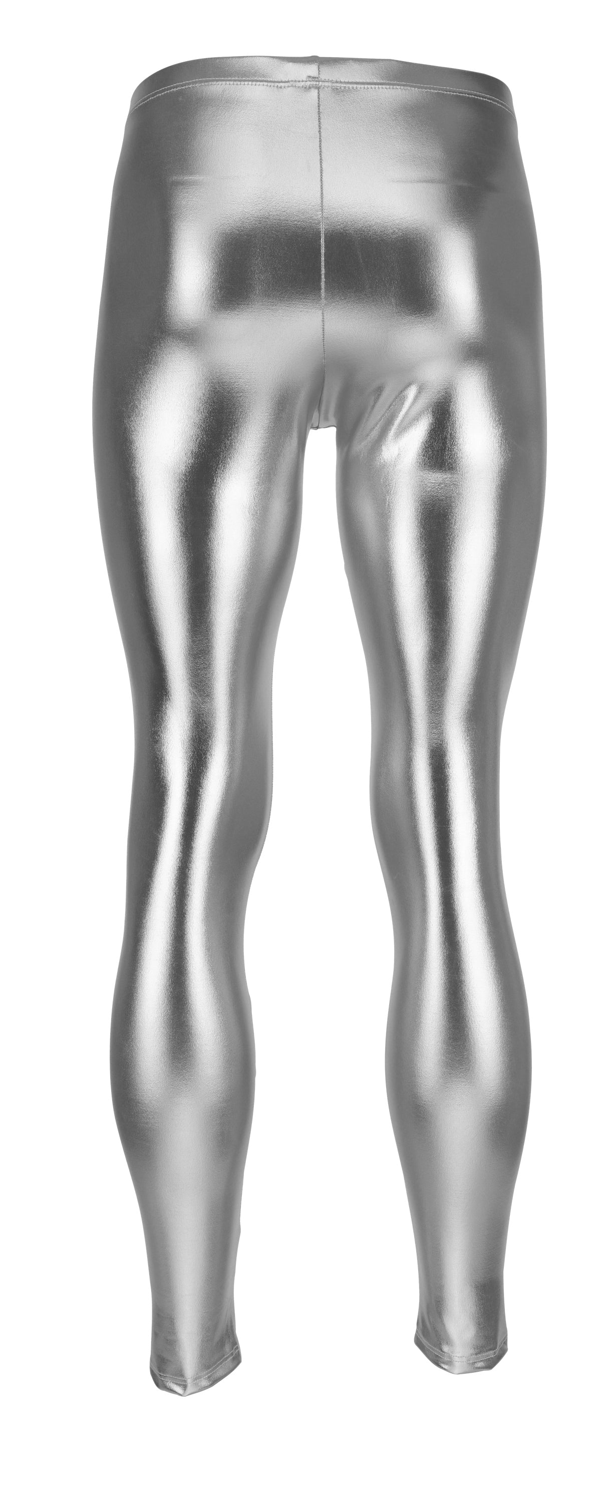HERREN LEGGINGS SILBER METALLIC GLÄNZEND LEDER OPTIK MEGGINGS