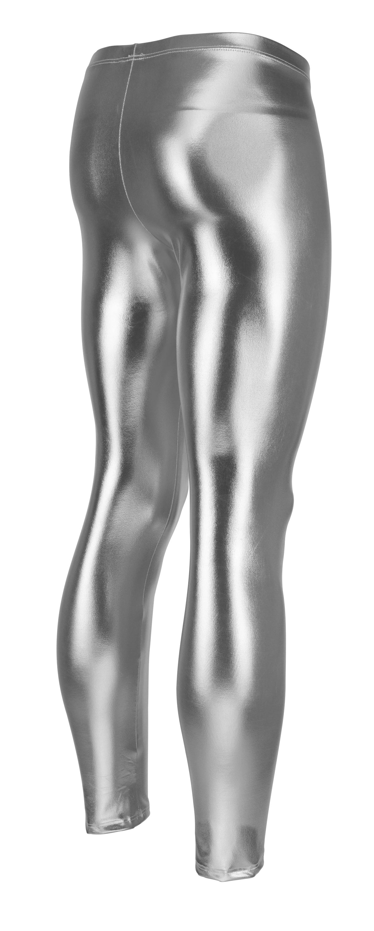 HERREN LEGGINGS SILBER METALLIC GLÄNZEND LEDER OPTIK MEGGINGS