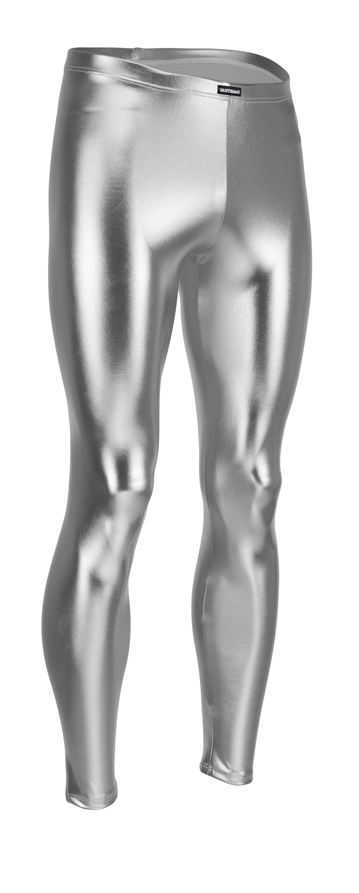 HERREN LEGGINGS SILBER METALLIC GLÄNZEND LEDER OPTIK MEGGINGS
