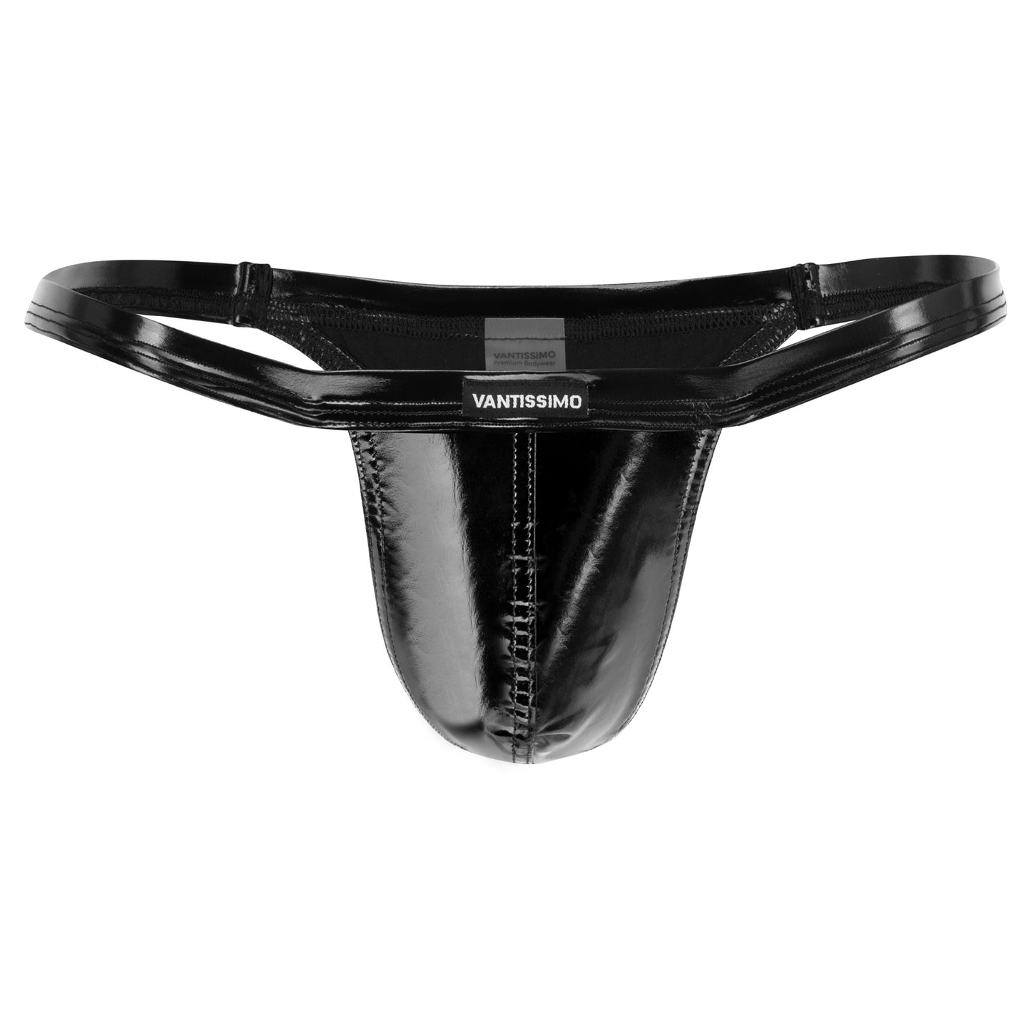 MEN'S G-STRING BLACK HIGH GLOSS LACQUER LATEX LEATHER LOOK