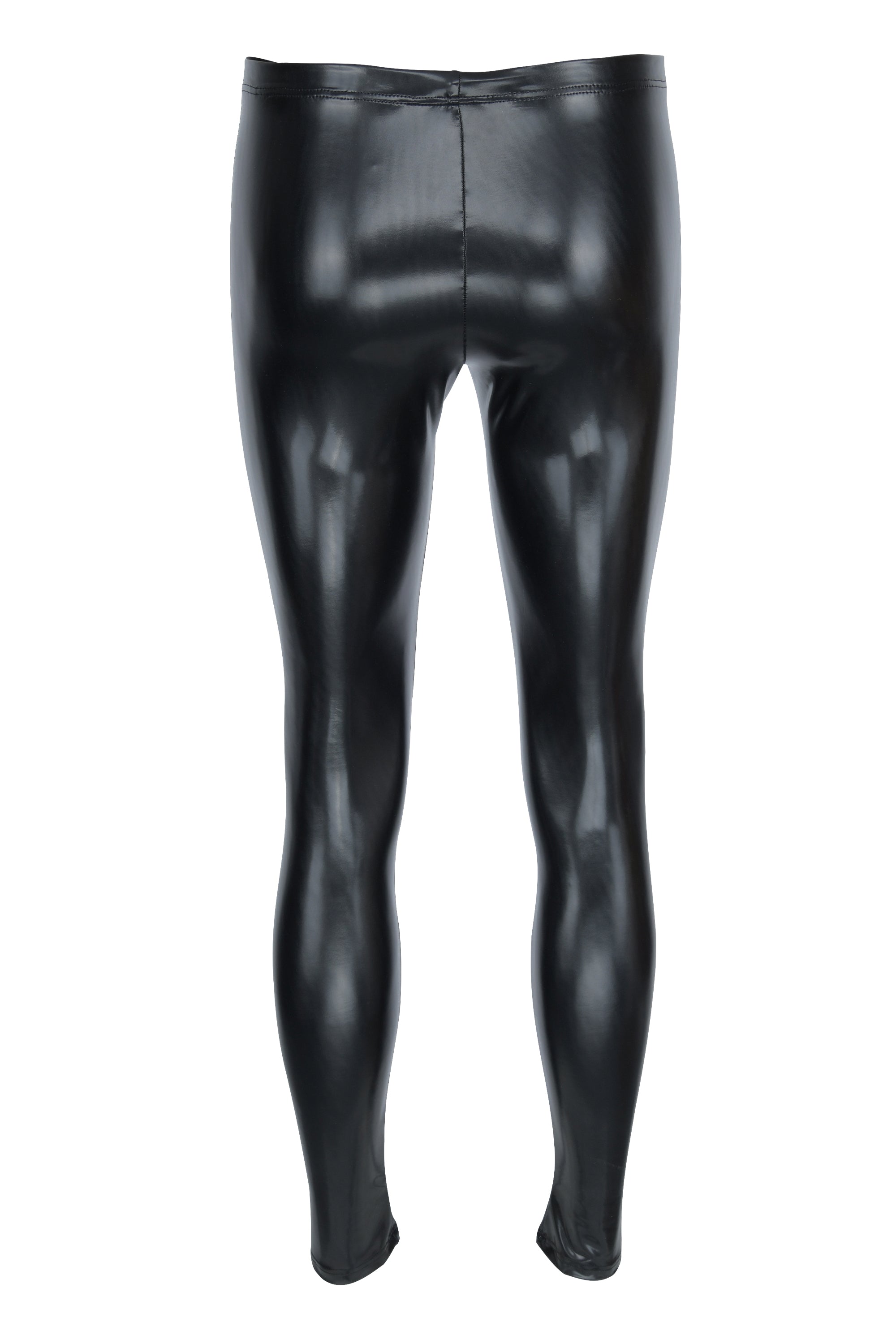 MEN'S LEGGINGS BLACK HIGH GLOSS LACQUER LATEX LOOK MEGGINGS – Vantissimo